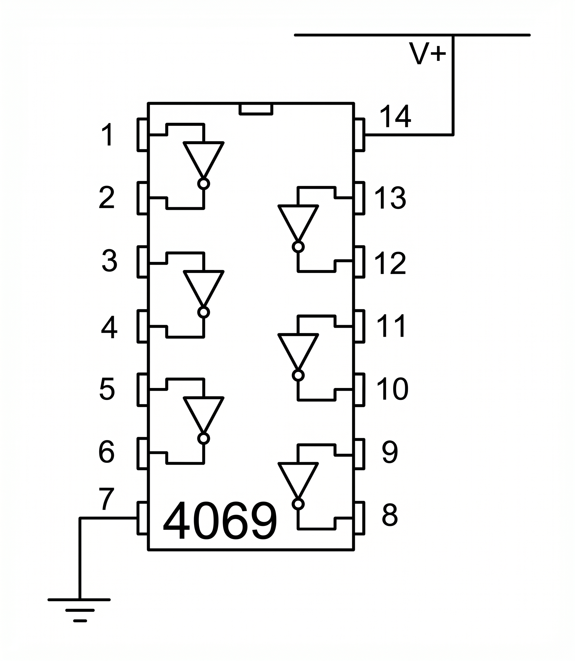 CD4069 pinout